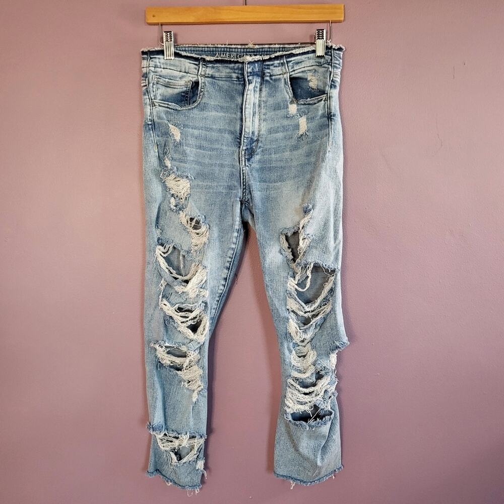 American Eagle Outfitters Light Blue Distressed Ripped Jeggings